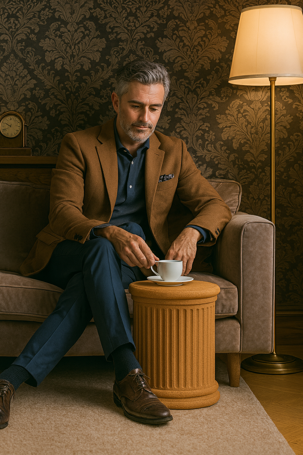 Sittpall och sidobord - korkkolonn